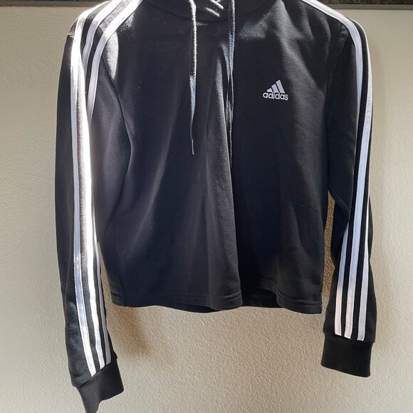 Adidas Stripe Cropped Hoodie - Picture 2 of 6